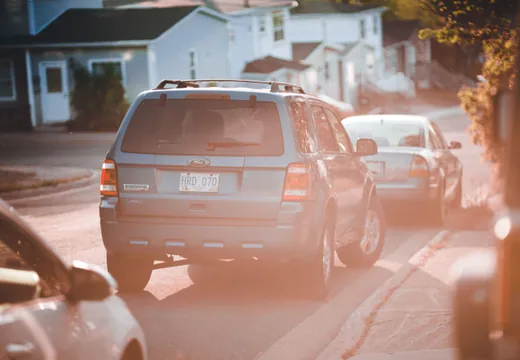 Car on suburban road