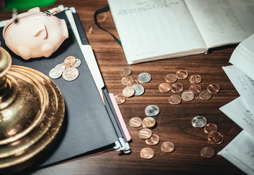 Piggy bank on desk